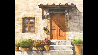 Basic Landscape Watercolor - Door (Arches rough) NAMIL ART #shorts