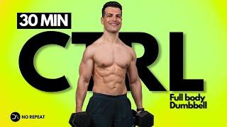 30 min Full Body Dumbbell Workout | Combination Movements + ABS  | No Repeat Follow Along