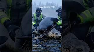 Seal struggles with giant snail on its back — rescue team rushes in! #animalrescue  #wildlife