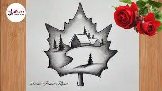 Beautiful Nature Scenery Drawing || Nature drawing easy pencil shading