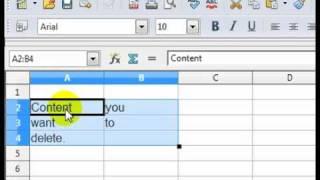 How to move and delete cells in an OpenOffice calc spreadsheet