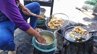 INTIP GORENG MBOK POER KLATEN, PROSES PRODUKSINYA PAKAI KAYU BAKAR di PINGGIR JALAN RAYA