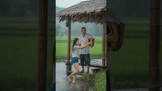Village Life - village girl acting cute on a rainy day #villagelife #villagegirl