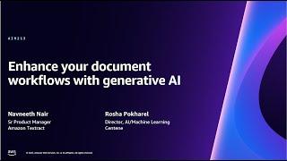 AWS re:Invent 2023 - Enhance your document workflows with generative AI (AIM213)