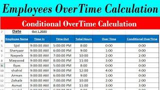 Excel Formula For "OverTime" and Conditional "OverTime" Calculation In Excel BY learning Center