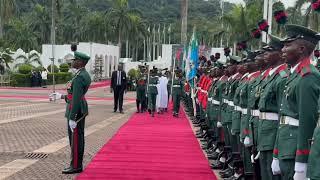 President Tinubu inspects the guard of honour to commemorate the 64th Independence Celebrations