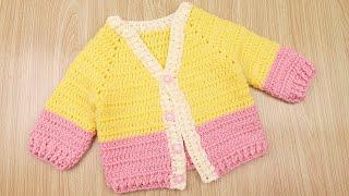 Suéter a Crochet Cuello en V (PASO A PASO) para BEBE Y NIÑOS‼