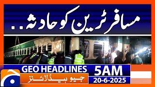 Jaffar Express - Passenger train accident - Headlines Geo News 5 AM (20th June 2025)