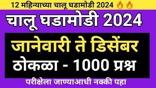 जानेवारी ते डिसेंबर महिन्यातील चालू घडामोडी 2024 | Current Affairs Last 12Month Questions