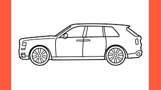 How to draw a ROLLS ROYCE CULLINAN easy / drawing rolls-royce suv car step by step