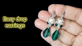 Easy drop earrings/Beaded jewellery making/pearl earrings/DIY earrings