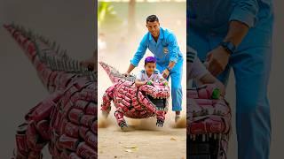 Ronaldo and his son give teacher Messi a lesson #ronaldo #messi #football #dinosaur #crocodile