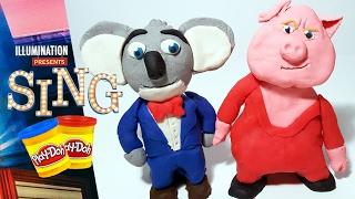 SING MOVIE Buster Moon Koala and Gunter Pig Play Doh Figures | How to Make Sing Characters tutorial