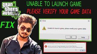 HOW TO FIX "GTA 5 UNABLE TO LAUNCH GAME ERROR" ll PLEASE VERIFY YOUR GAME DATA ll by borntoplaygames