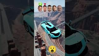  Ronaldo vs Messi vs Neymar Giant Rock Jump Challenge ️#beamngdrive #simulator #shorts #football