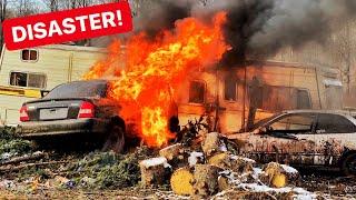 Honda FIRE BURNS DOWN Trailer Home!