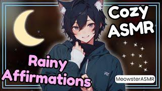 [ASMR] Cozy Rainy Day Affirmations & Fluffy Mic Whispers (Close-up Whispers) (Rain Ambience)