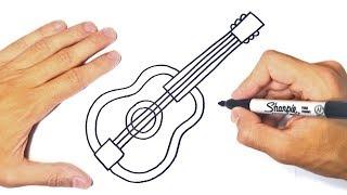 How to draw a Guitar Step by Step | Easy drawings