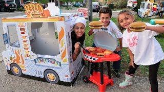 Kids Drive Thru Play with Cooking BBQ Grill Toy and Food Truck