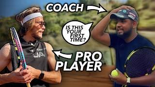 Pro Tennis Player Pretends to be a Beginner