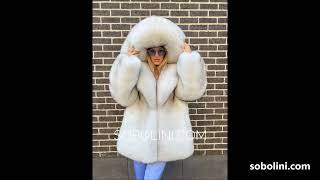 Voluminous fur coat with a hood,arctic fox fur, excellent work by Sobolini