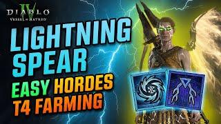 New Best Lightning Spear FO Build Farming Hordes T4 - S6 VoH Diablo 4