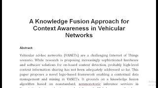 A Knowledge Fusion Approach for Context Awareness in Vehicular Networks