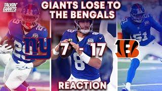 Giants Offense Gets Embarassed in Loss to Bengals Reaction