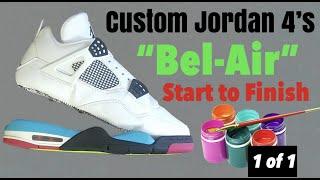 Custom Jordan 4s Bel-Air | Sole swap Start to Finish #soleswap #jordan4 #custom4s