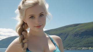 4K AI Swimsuit Show at the Seaside Pier | Fashion Lingerie | Norway, Fjords