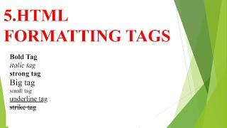 HTML Formatting Tags Explained | Bold, Italic, Underline & More