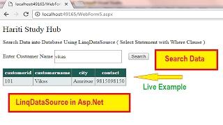 Search Data Using LinqDataSource Control in Asp.Net | Hindi