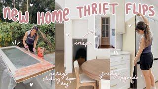 THRIFT FLIP WITH ME  vintage wood door, fridge upgrade + new home updates!