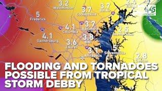 Tropical Storm Debby heads towards Maryland: Flooding and tornadoes possible (Thurs am update)