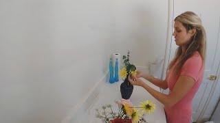 Creating three flower arrangements with flowers from my garden