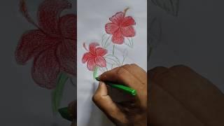 hibiscus flower step by step drawing#youtubeshorts #art #colour #drawingtechniques #viralshort