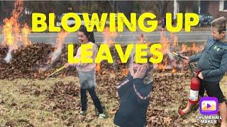 The gaming crew blowing up leaves today ..