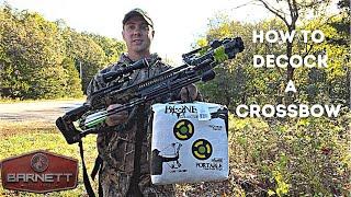 How to Decock a Crossbow for beginners, use a discharge target