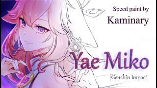 Yae Miko | Genshin Impact I Speed paint (SAI) by Kaminary