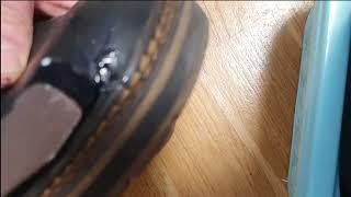 Restoration of leather shoes after damage.