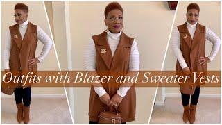 OUTFITS WITH BLAZER AND SWEATER VESTS | SWEATER VEST OUTFITS | STYLES FROM H&M, TARGET AND SHEIN!