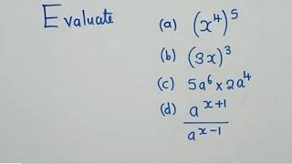 Application of the laws of Indices