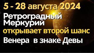 5 августа: Меркурий становится ретроградным. Венера переходит в знак Девы