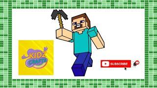 Fun and Easy Minecraft Steve Drawing and Coloring Tutorial for Kids | Kidz Crafts