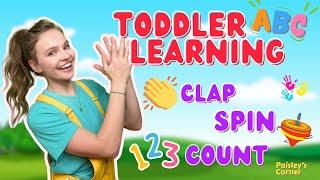 Clap, Spin, Count - Toddler Learning | Learn to Talk -  Gestures & Body Parts  | Baby Learning Video