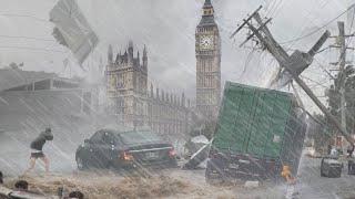 Emergency in London! Heavy Storm hit England, the wind blows the trees in UK