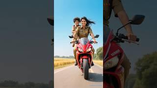 a police indian woman child ran away with taking a sports bike then️ #ai #police