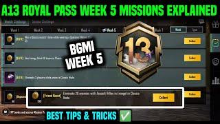 BGMI WEEK 5 MISSIONS | A13 WEEK 5 MISSION | WEEK 5 MISSION BGMI | A13 RP MISSION WEEK 5 EXPLAINED