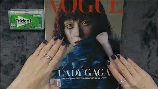 ASMR Gum Chewing Magazine Flip Through | Lady Gaga Vogue | Whispered Page Turning