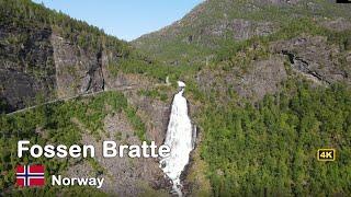 VON OBEN | Wasserfall Fossen Bratte – Norwegen 4K